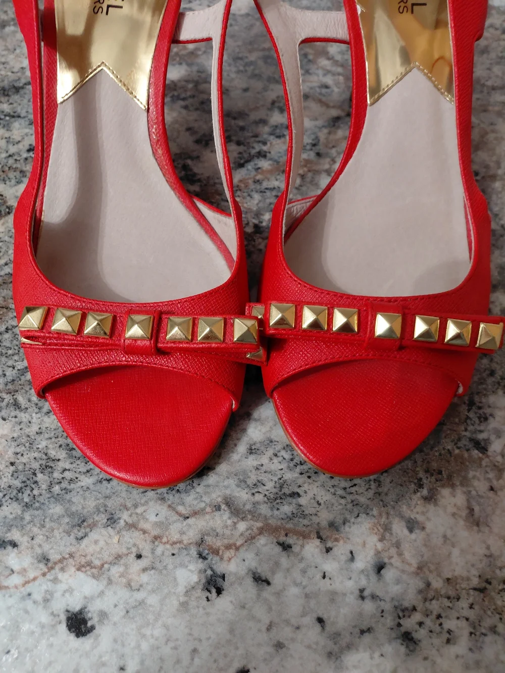 MICHAEL Michael Kors **Orange** Gold Studded Slingback Heels